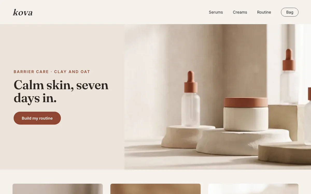 Kova concept store on a desktop screen